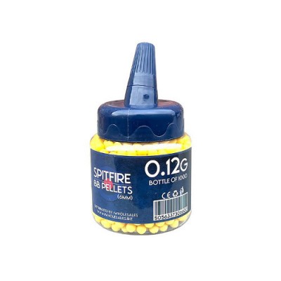 1 Tub of 1000 Spitfire Seamless Yellow 0.12g Plastic 6mm BB Gun Pellets